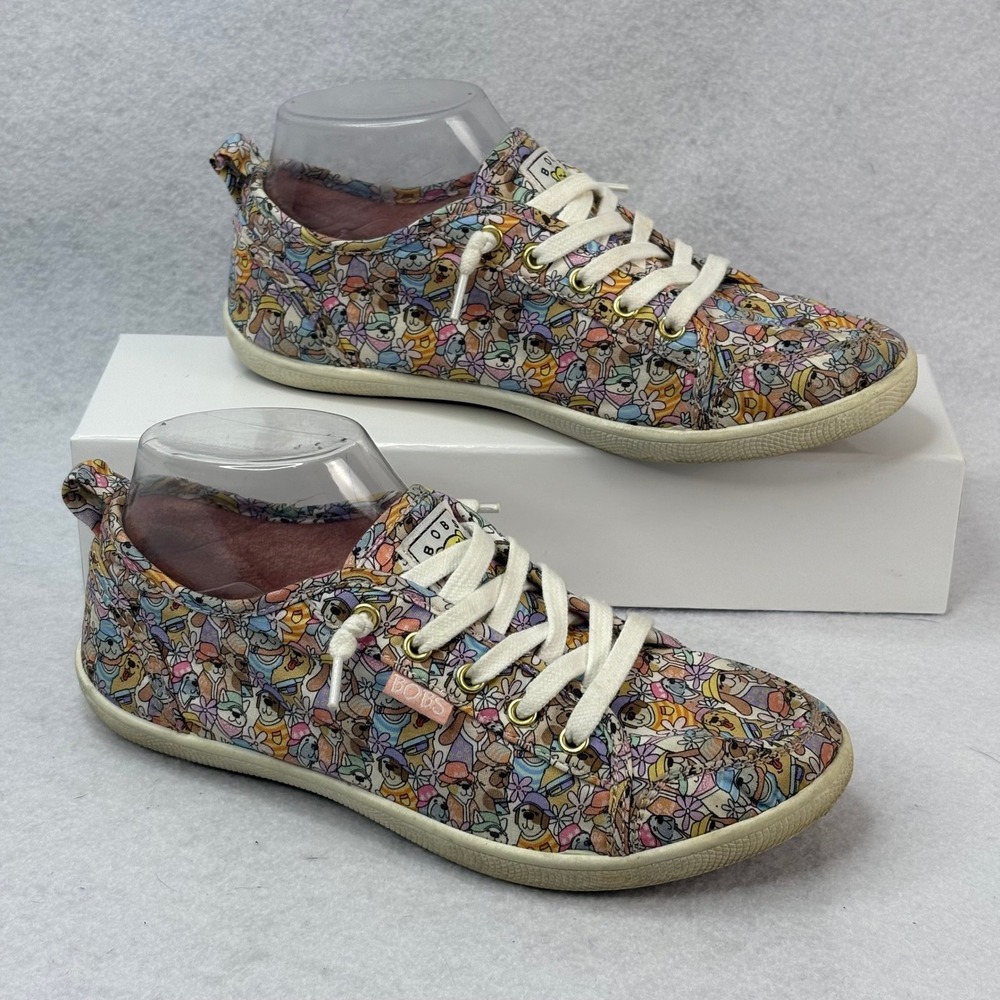 BOBS from Skechers‎ Women's Sz 6.5 Dog Print Lace Up Casual Comfort Sneakers